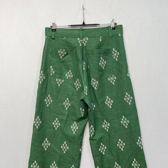 Zara Green Wide Leg Pants with White Pattern - Picture 16 of 16